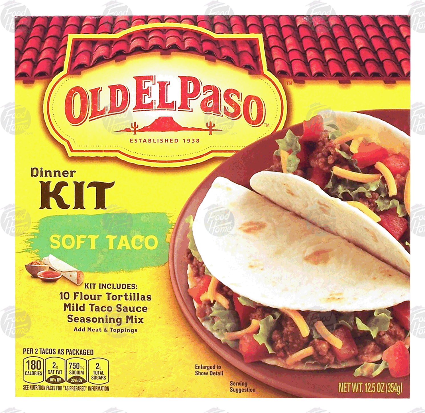 Old El Paso  soft taco dinner kit, 10 flour tortillas, mild taco sauce, seasoning mix Full-Size Picture